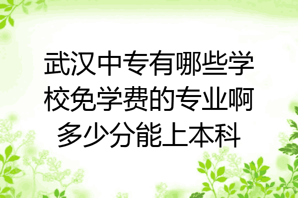 武汉中专有哪些学校免学费的专业啊多少分能上本科