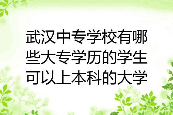 武汉中专学校有哪些大专学历的学生可以上本科的大学