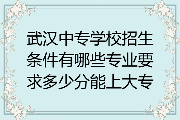 武汉中专学校招生条件有哪些专业要求多少分能上大专