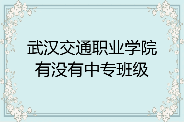 武汉交通职业学院有没有中专班级