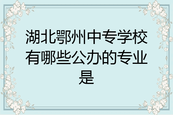 湖北鄂州中专学校有哪些公办的专业是