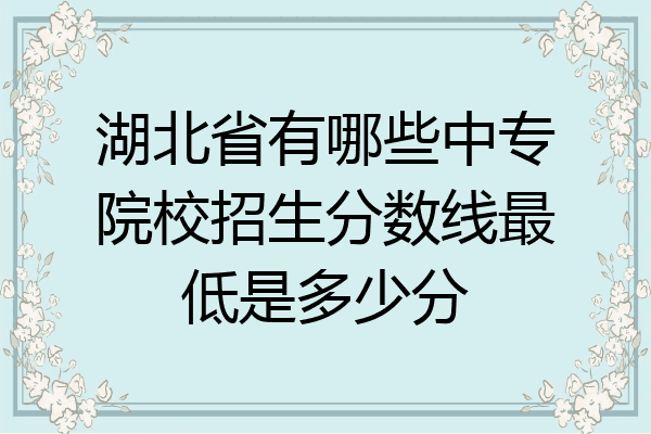 湖北省有哪些中专院校招生分数线最低是多少分