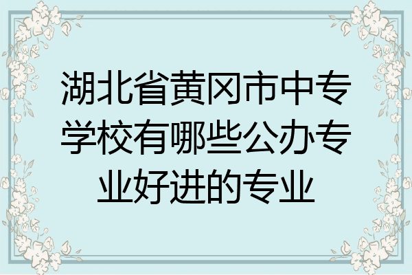 湖北省黄冈市中专学校有哪些公办专业好进的专业