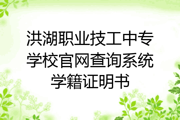 洪湖职业技工中专学校官网查询系统学籍证明书