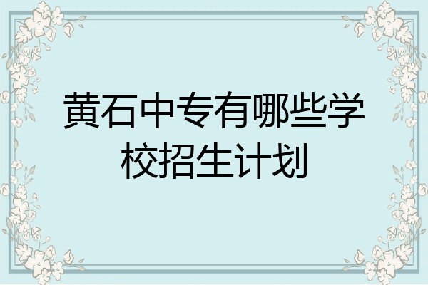 黄石中专有哪些学校招生计划
