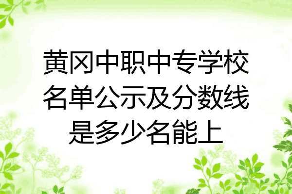黄冈中职中专学校名单公示及分数线是多少名能上