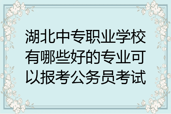 湖北中专职业学校有哪些好的专业可以报考公务员考试