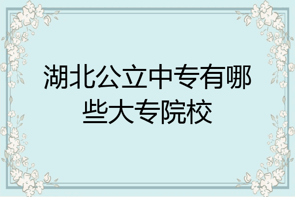 湖北公立中专有哪些大专院校