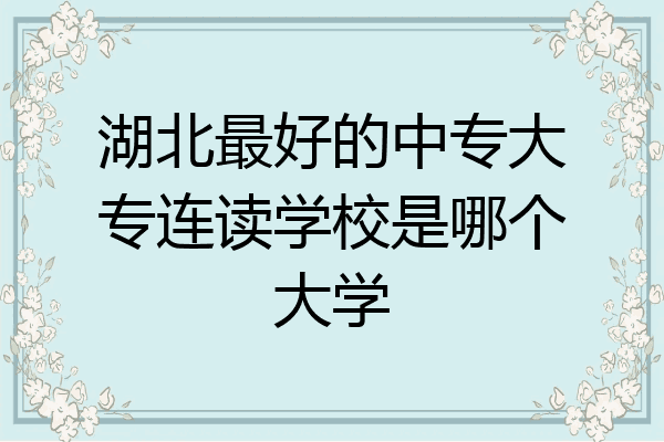 湖北最好的中专大专连读学校是哪个大学