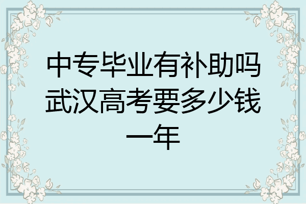 中专毕业有补助吗武汉高考要多少钱一年
