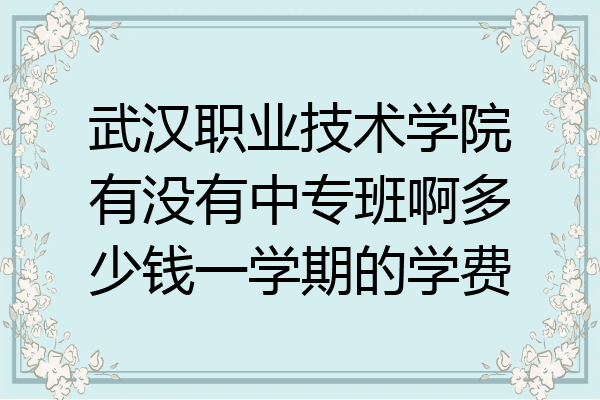 武汉职业技术学院有没有中专班啊多少钱一学期的学费
