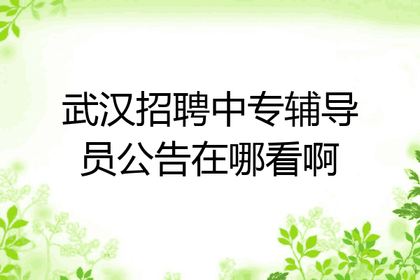 武汉招聘中专辅导员公告在哪看啊