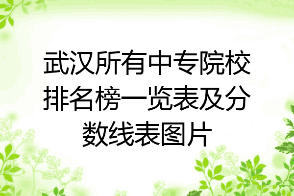武汉所有中专院校排名榜一览表及分数线表图片