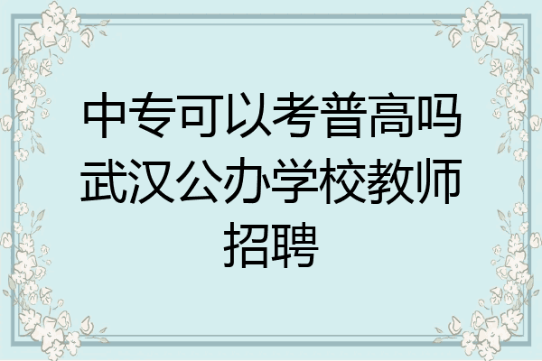 中专可以考普高吗武汉公办学校教师招聘