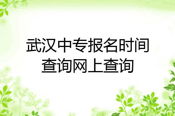 武汉中专报名时间查询网上查询