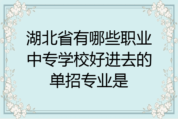 湖北省有哪些职业中专学校好进去的单招专业是