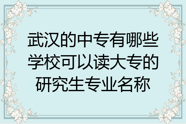 武汉的中专有哪些学校可以读大专的研究生专业名称