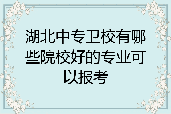 湖北中专卫校有哪些院校好的专业可以报考
