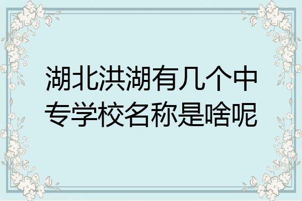 湖北洪湖有几个中专学校名称是啥呢