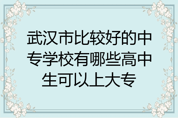 武汉市比较好的中专学校有哪些高中生可以上大专