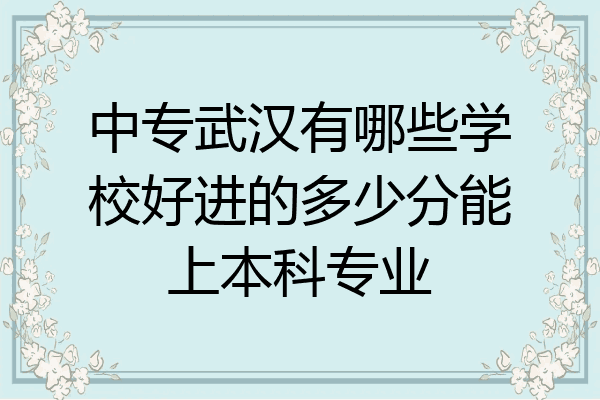 中专武汉有哪些学校好进的多少分能上本科专业