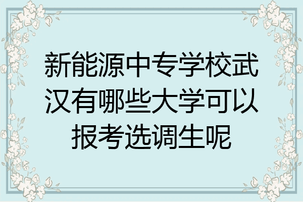 新能源中专学校武汉有哪些大学可以报考选调生呢