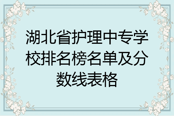 湖北省护理中专学校排名榜名单及分数线表格