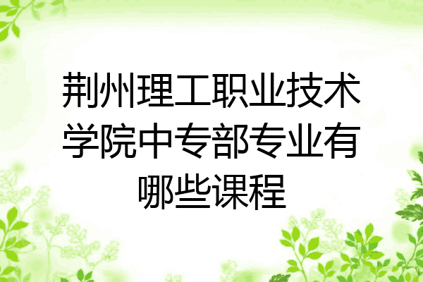 荆州理工职业技术学院中专部专业有哪些课程