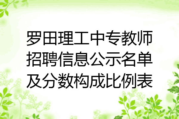 罗田理工中专教师招聘信息公示名单及分数构成比例表
