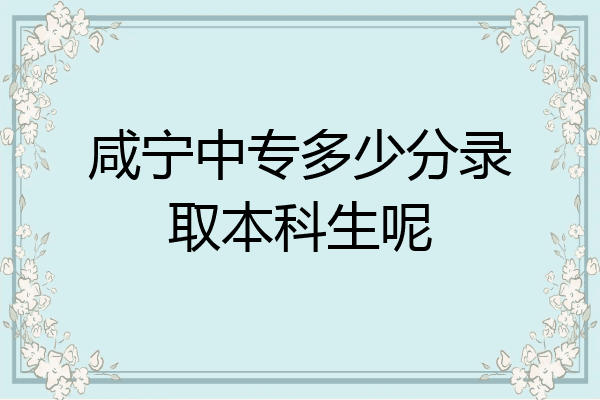 咸宁中专多少分录取本科生呢