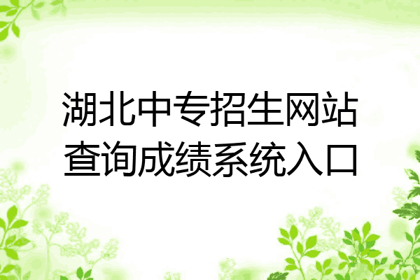 湖北中专招生网站查询成绩系统入口