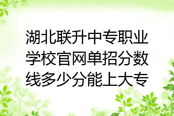 湖北联升中专职业学校官网单招分数线多少分能上大专