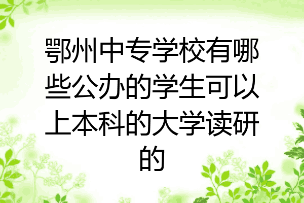 鄂州中专学校有哪些公办的学生可以上本科的大学读研的