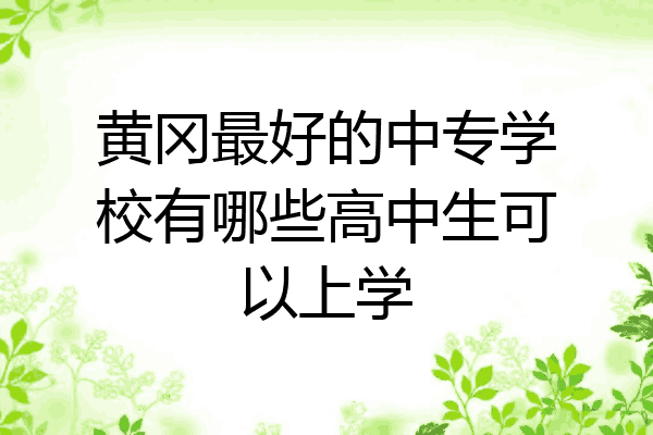 黄冈最好的中专学校有哪些高中生可以上学