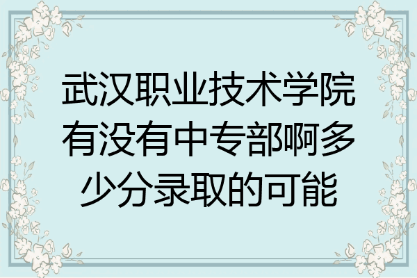 武汉职业技术学院有没有中专部啊多少分录取的可能