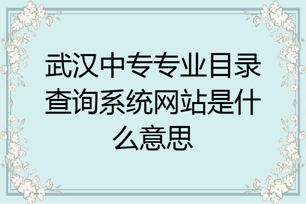 武汉中专专业目录查询系统网站是什么意思