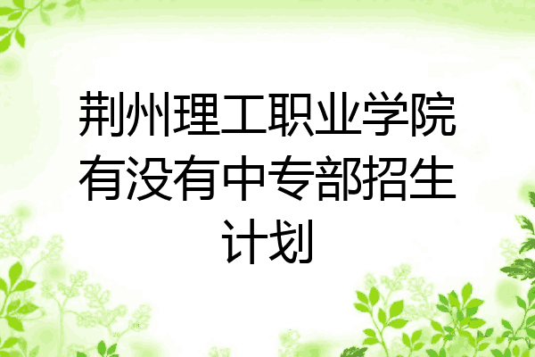 荆州理工职业学院有没有中专部招生计划