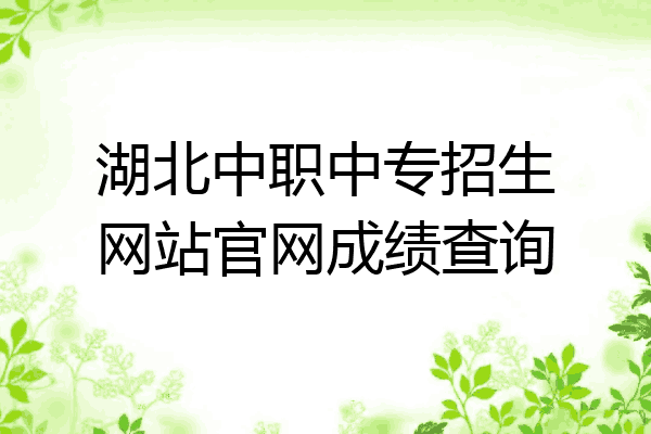 湖北中职中专招生网站官网成绩查询