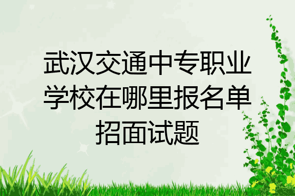 武汉交通中专职业学校在哪里报名单招面试题