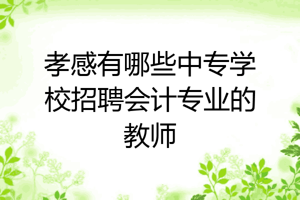 孝感有哪些中专学校招聘会计专业的教师