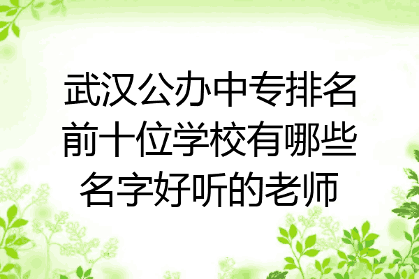 武汉公办中专排名前十位学校有哪些名字好听的老师