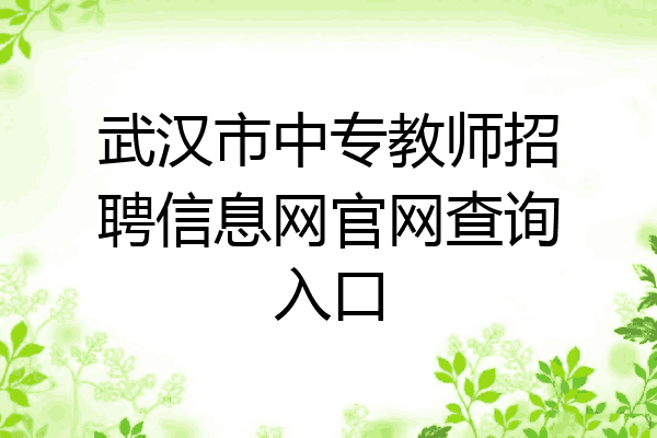 武汉市中专教师招聘信息网官网查询入口