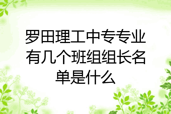 罗田理工中专专业有几个班组组长名单是什么