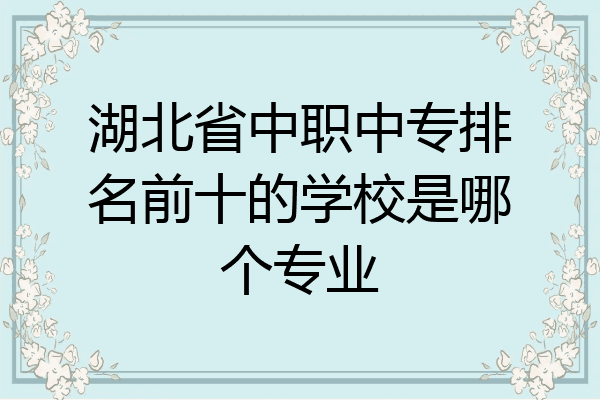 湖北省中职中专排名前十的学校是哪个专业