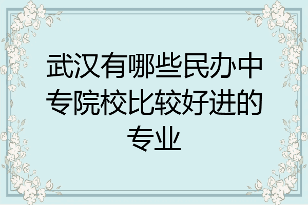 武汉有哪些民办中专院校比较好进的专业