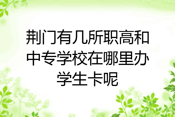 荆门有几所职高和中专学校在哪里办学生卡呢