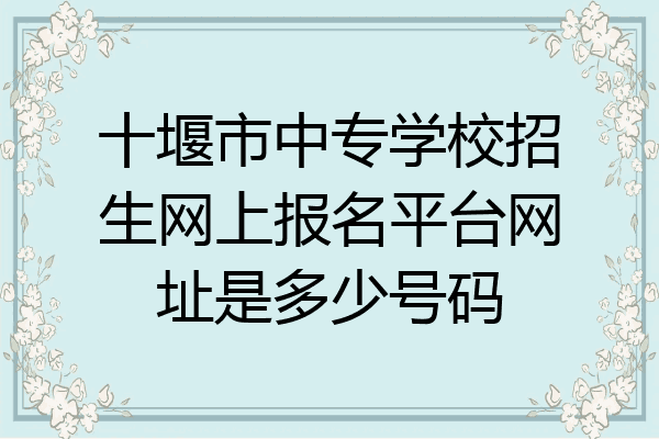 十堰市中专学校招生网上报名平台网址是多少号码