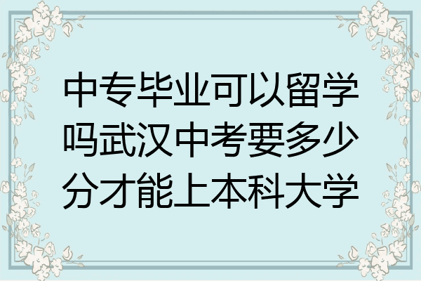 中专毕业可以留学吗武汉中考要多少分才能上本科大学