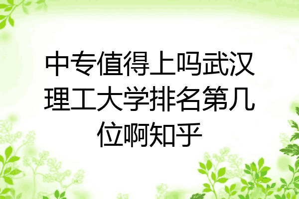 中专值得上吗武汉理工大学排名第几位啊知乎