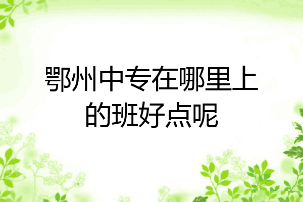 鄂州中专在哪里上的班好点呢